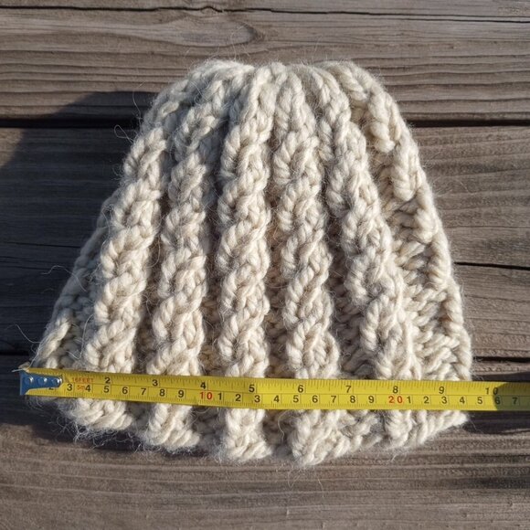 Womens Handmade Alpaca Beanie Hat and Scarf Set Beige Cable Knit Chunky Combo main image 9